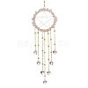 Wire Wrapped Natural Rose Quartz Chips Ring Hanging Ornaments HJEW-JM02371-02-1