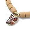 Polymer Clay Column Beaded Stretch Bracelets BJEW-JB09782-04-3