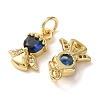 Brass Micro Pave Blue Cubic Zirconia Charms CU-E003-05G-2
