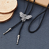 Alloy Moth Skull Black PU Leather Cord Bolo Tie Lariat Necklaces for Women Men NJEW-WH0031-08AS-4