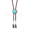 Alloy with Synthetic Turquoise Pendant Waxed Cord Bolo Tie Lariat Necklaces FS-WGCCEF8-04-1