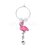 Flamingo Alloy Enamel Wine Glass Charms AJEW-JO00222-4