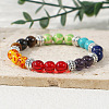 7 Chakra Gemstone and Alloy Round Beaded Stretch Bracelets TK2195-3