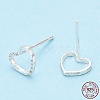 925 Sterling Silver Hollow Heart Stud Earrings STER-T005-07-1