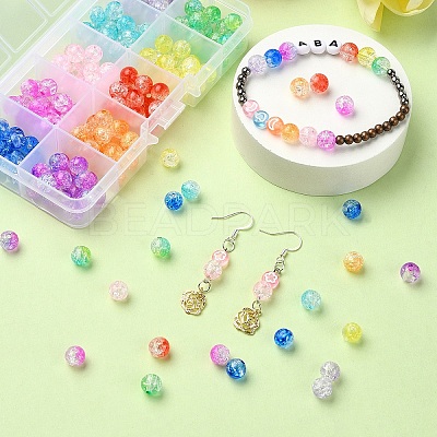 200Ps 10 Colors Transparent Crackle Acrylic Beads CACR-YW0001-1