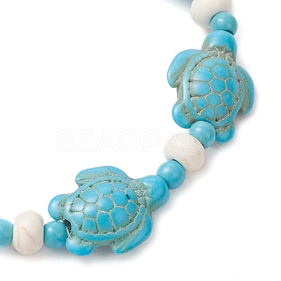 Synthetic Turquoise & Natural Freshwater Shell Beads Stretch Bracelets for Women BJEW-JB12017-02-1