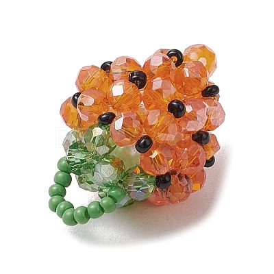 Glass Seed Beaded Pendants PALLOY-GD00003-04-1