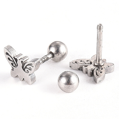 Tarnish Resistant 201 Stainless Steel Barbell Cartilage Earrings LS-EJEW-R147-20-1