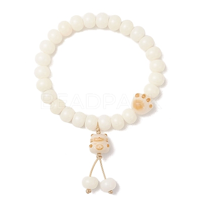 Natural Bodhi Root Charm Bracelets BJEW-TA00731-1