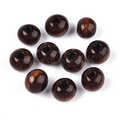 Spray Painted Round Natural Schima Wood Beads WOOD-A018-8mm-13-1