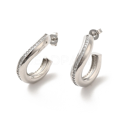 Brass Micro Pave Cubic Zirconia Stud Earrings EJEW-P254-02P-1