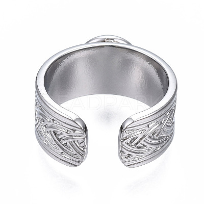 304 Stainless Steel Open Cuff Finger Ring Cabochon Settings STAS-T060-05-M-1