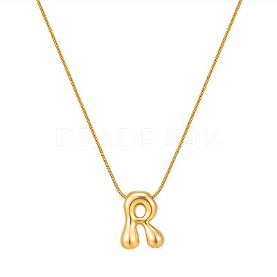 304 Stainless Steel Alphabet Pendant Necklaces for Men and Women GP1122-18-1