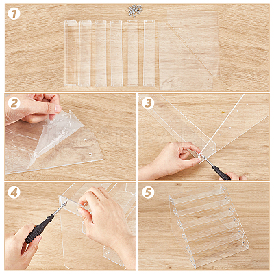 6-Tier Acrylic Nail Polish Bottle Organizer Display Riser Stands ODIS-WH0043-189A-1