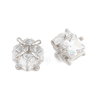 Brass Pave Clear Cubic Zirconia Beads CU-CBAF71E-01P-1