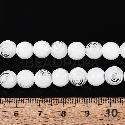 Handmade Millefiori Glass Round Beads Strands LK-R004-93E-1