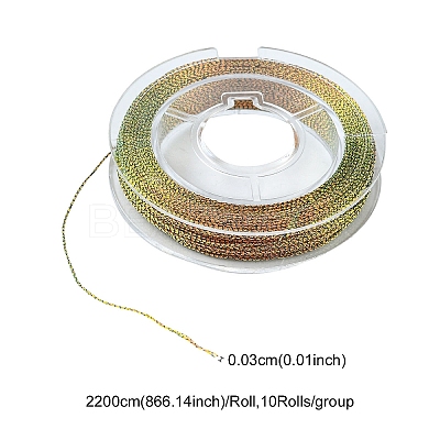 10 Rolls 3-Ply Metallic Polyester Threads MCOR-YW0001-03A-1