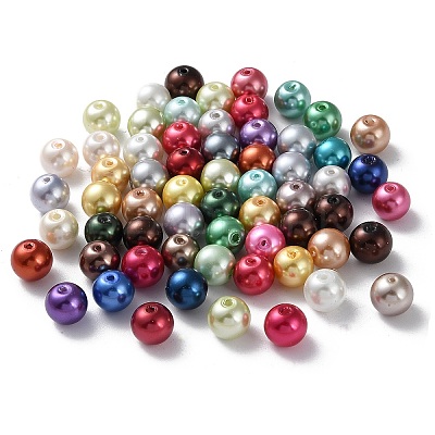 Baking Paint Pearlized Glass Pearl Round Bead Strands HY-Q004-10mm-M-1