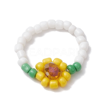 3Pcs 3 Style Glass Seed Beaded Stretch Rings RJEW-JR00658-1