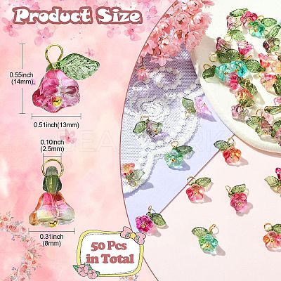 50Pcs 5 Colors Glass Charms FIND-CJ0001-15-1