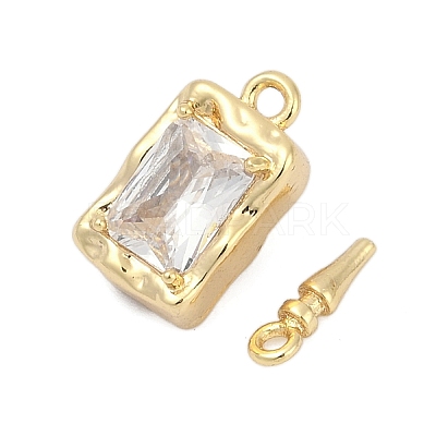 Brass Micro Pave Clear Cubic Zirconia Box Clasps KK-P291-40G-1