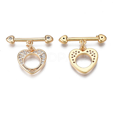 Brass Micro Pave Clear Cubic Zirconia Toggle Clasps X-KK-Q278-005-NF-1