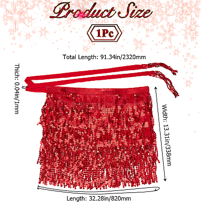 Polyester with Glitter Waist Belt with Curb Chains AJEW-WH0166-70B-1