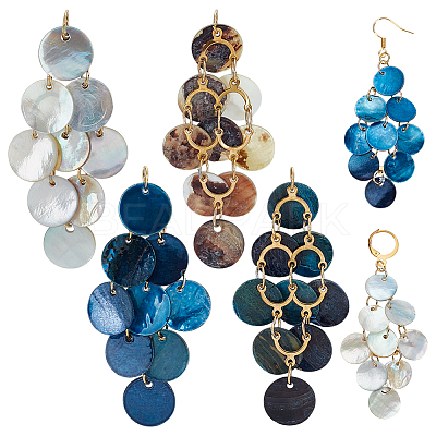 4Pcs 2 Colors Natural Akoya Shell Pendants PALLOY-PH01743-1