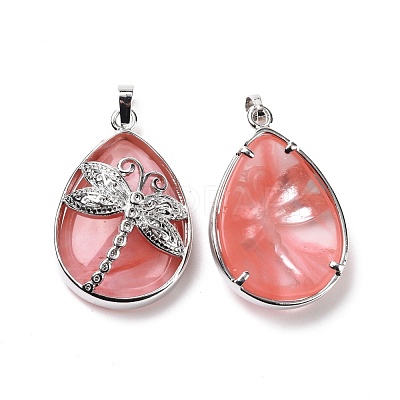 Cherry Quartz Glass Pendants G-G900-01P-17-1