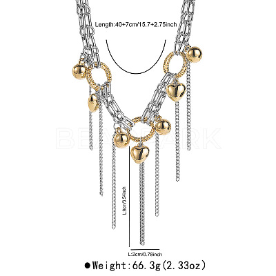 Brass & Alloy Round Ball Chain Tassel Bib Necklaces for Women WGA86A7-01-1