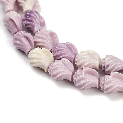 Synthetic Coral Dyed Carved Beads Strands SHEL-D001-B01-1