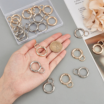 20Pcs 2 Colors Alloy Spring Gate Ring KEYC-NB0001-16-1