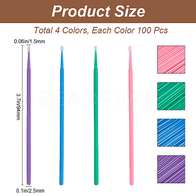 4 Bags 4 Colors Cotton Swab Brushes MRMJ-BBC0001-01-1