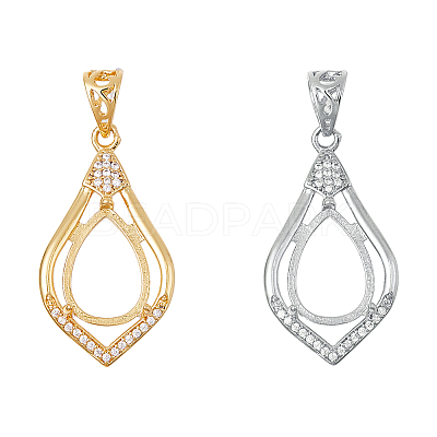 2Pcs 2 Colors Brass Pendants Cabochon Settings FIND-HS0001-14-1