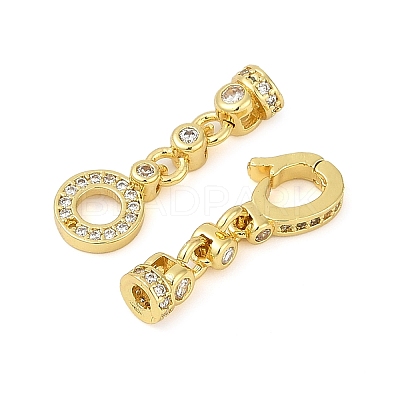 Brass Micro Pave Clear Cubic Zirconia Fold Over Clasps KK-H202-19G-1