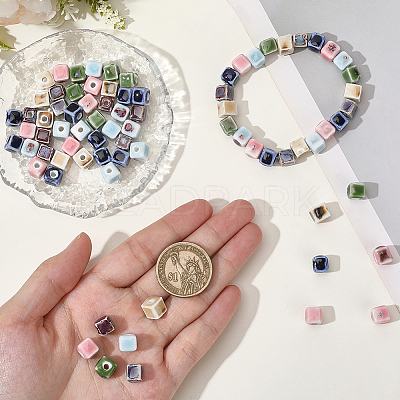 84Pcs 6 Colors Handmade Porcelain Beads PORC-PA0001-06-1