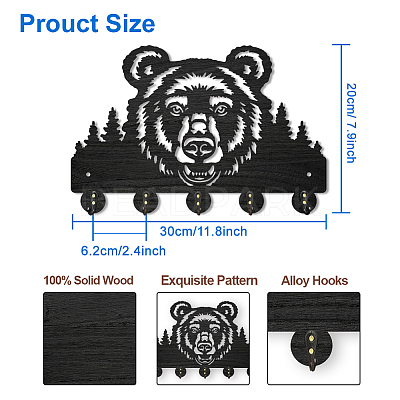 Wood & Iron Wall Mounted Hangers HJEW-WH0055-097-1