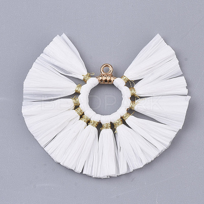 Natural Raffia Tassel Pendants FIND-R073-10-1