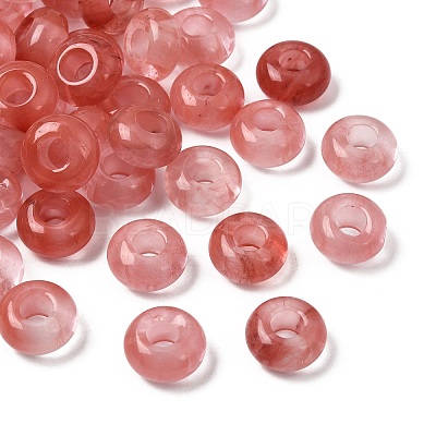 Cherry Quartz Glass European Large Hole Beads G-Q442-17-1