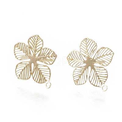 Brass Stud Earring Findings KK-S345-257G-1