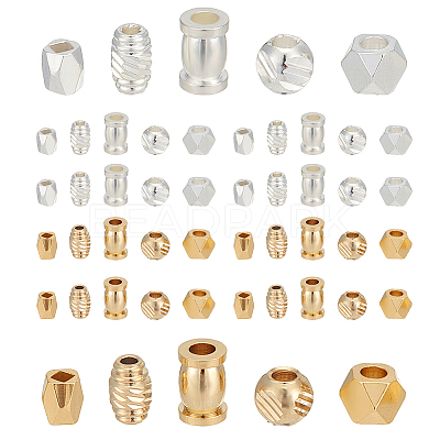 60Pcs 10 Styles Brass Spacer Beads KK-AR0001-90-1