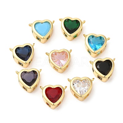 Real 18K Gold Plated Brass Heart Charms KK-D027-18G-1