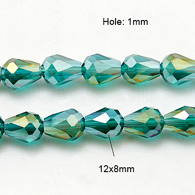Electroplate Glass Beads Strands EGLA-D015-12x8mm-26-1