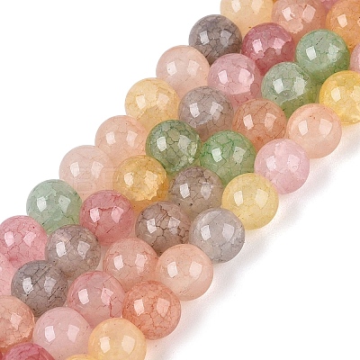 Ombre Effect Dyed Crackle Glass Beads Strands GLAA-Q106-01A-B17-1