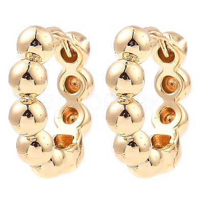 Brass Beaded Hoop Earrings EJEW-I289-06B-KCG-1