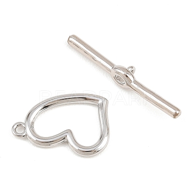 Heart Brass Toggle Clasps KK-G548-43P-01-1