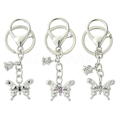 Alloy Rhineston and ABS Plastic Pearl Keychain KEYC-YW00028-01-1