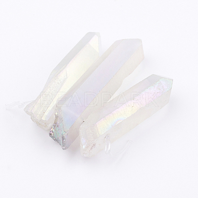 Electroplated Natural Quartz Crystal Graduated Beads Strands X-G-P315-A10-1