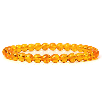 Synthetic Amber Round Beaded Stretch Bracelet SF8562-17-1-1
