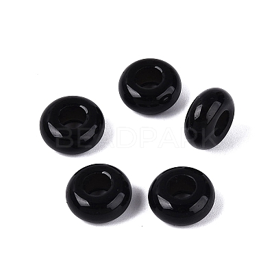 Natural Obsidian European Beads G-Q602-04M-1